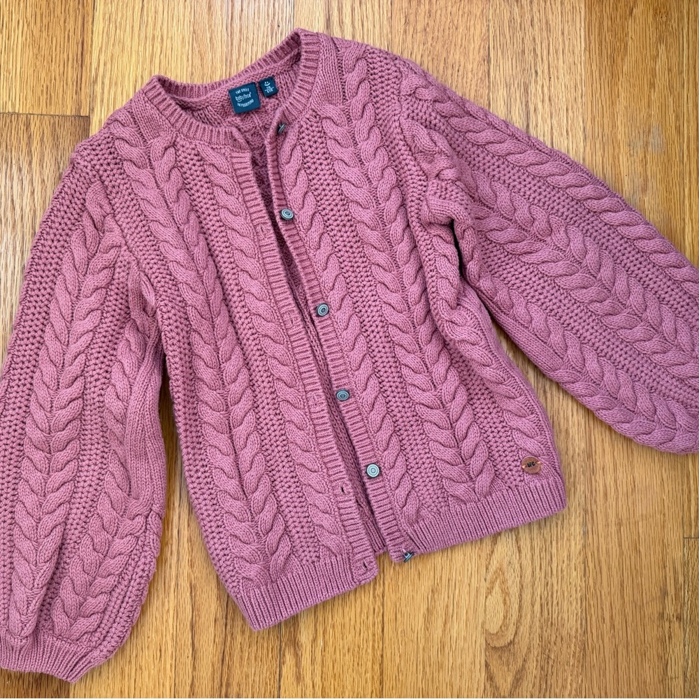 Cozy Mauve Cable Knit Cardigan